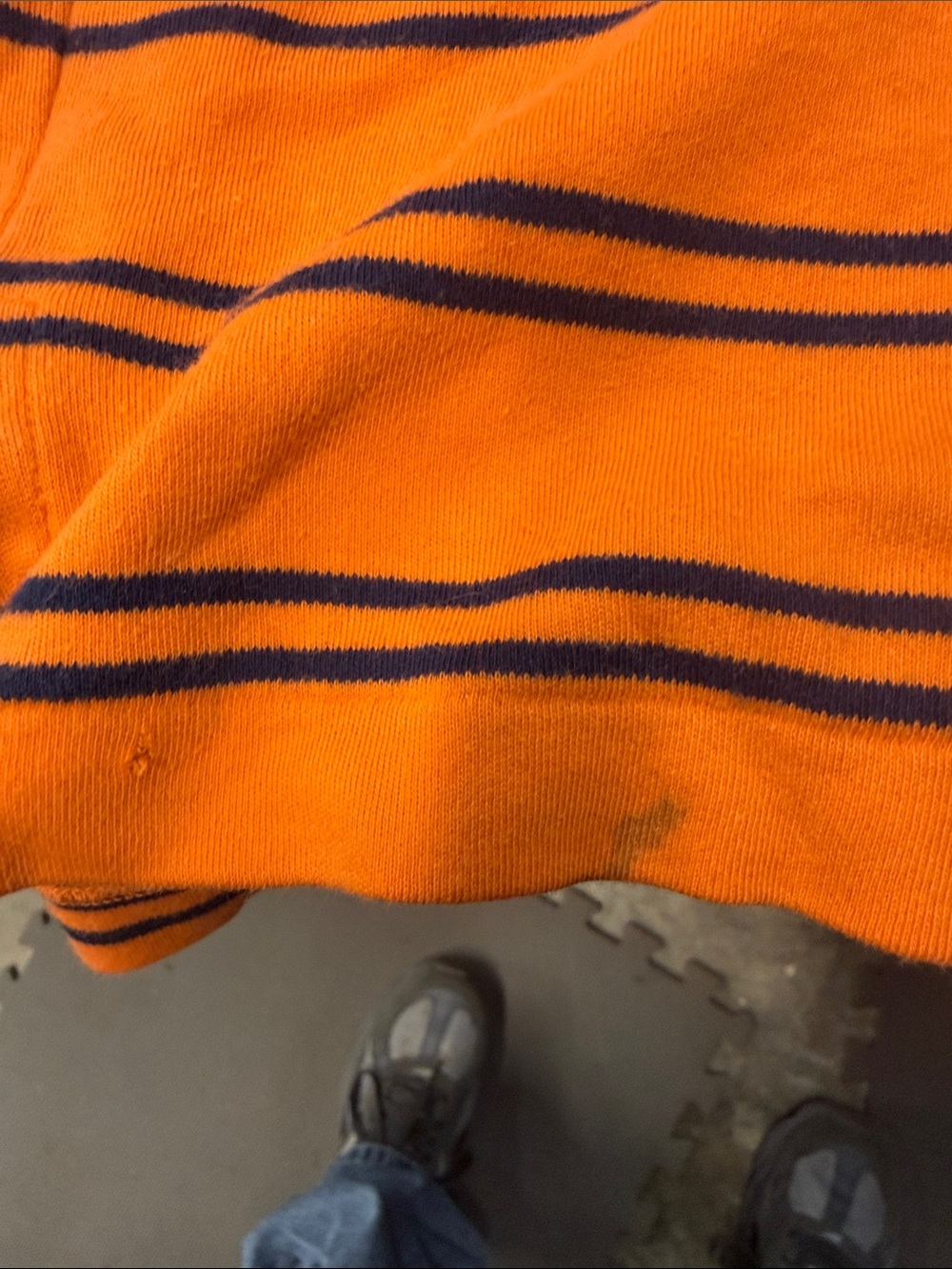 Polo by Ralph Lauren Orange Polo with Navy Stripes - Picture 2 of 2